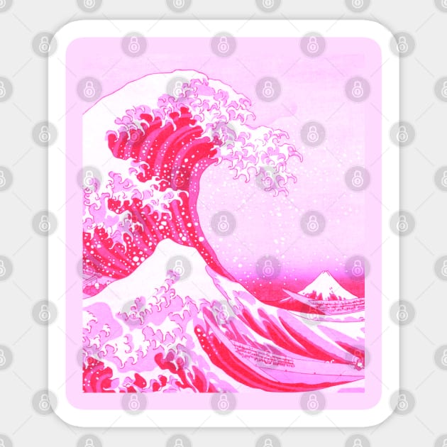 Kanagawa Japanese Art The Great Wave Pastel Pink Purple Sticker by CandyMoonDesign